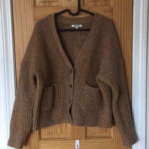 Madewell Speckled Ribbed Cardigan Sweater L